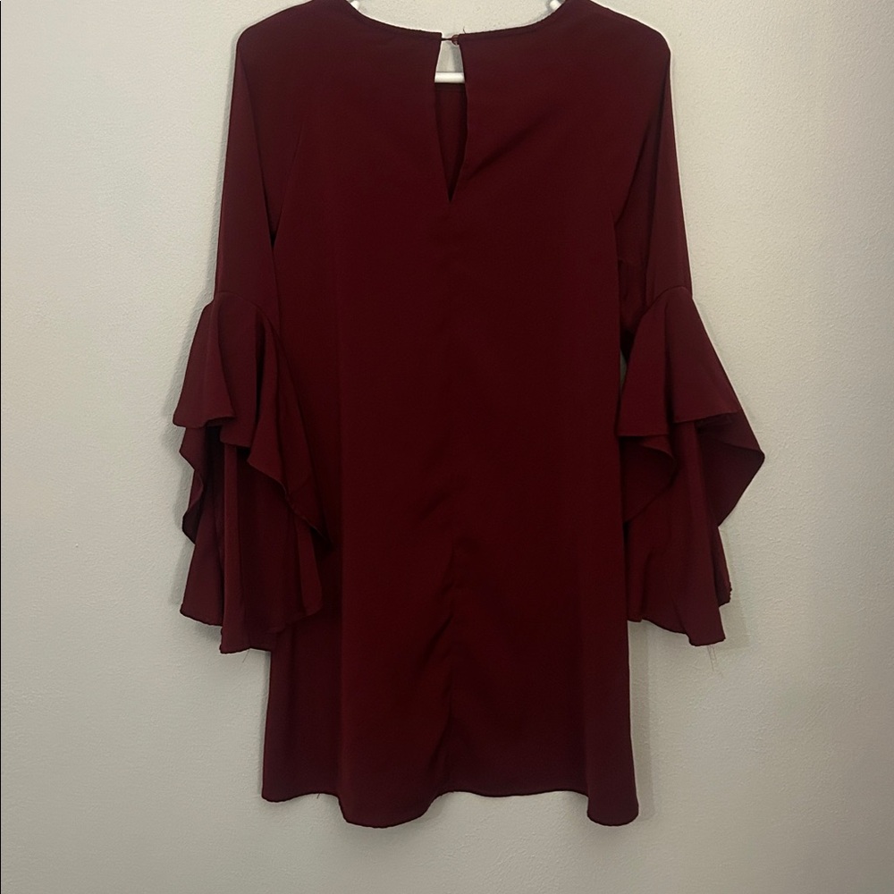 Maroon Ruffle Sleeve Top - Picture 2 of 4